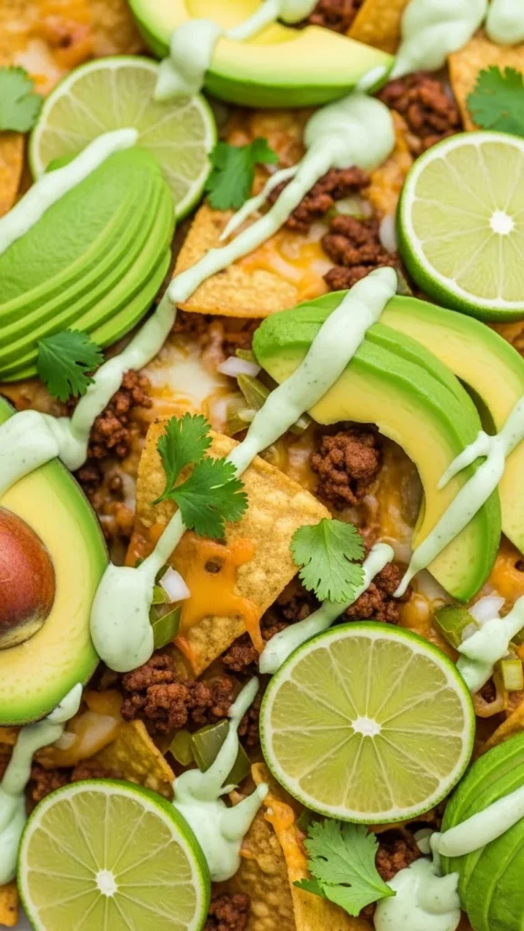 Avocado Lime Crema Nachos