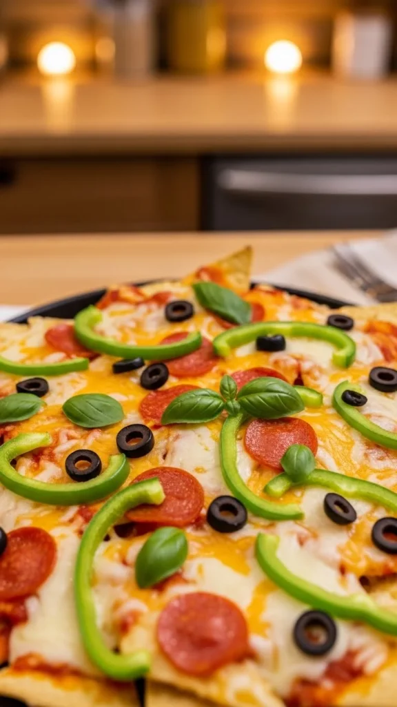 Green Pepper Pizza Nachos