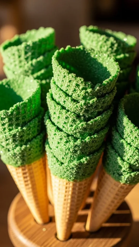 Green Sugar Dipped Cones