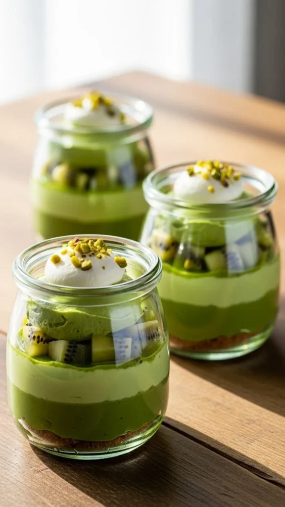 Layered Green Parfait Jars