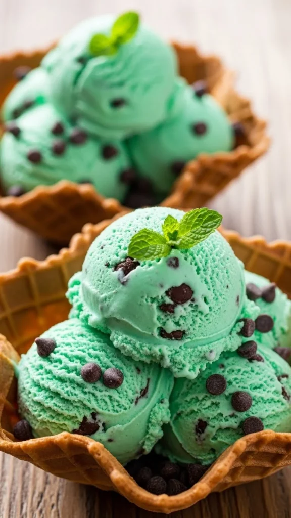 Mint Chip Waffle Bowls