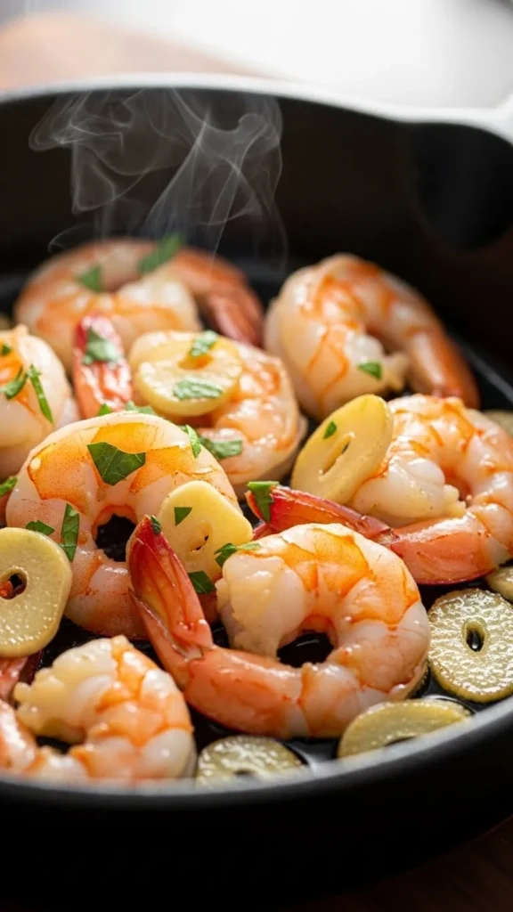 Pan-Cooked Prawns With Garlic