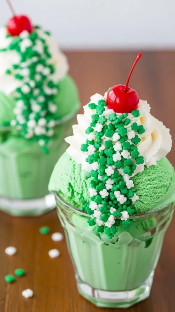 Shamrock Sprinkle Sundaes