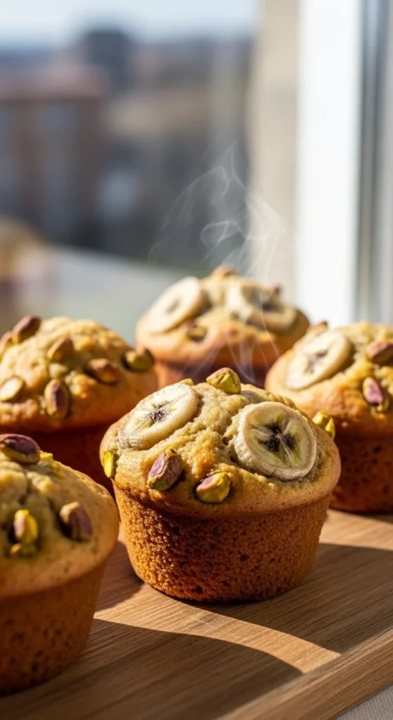 Banana Pistachio Breakfast Muffins