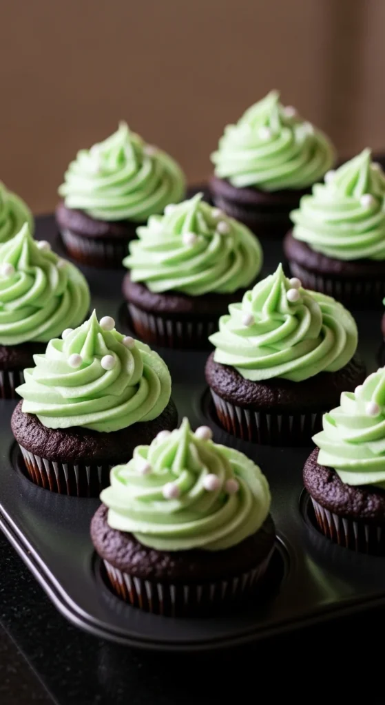 Chocolate Cupcakes with Mint-Style Frosting