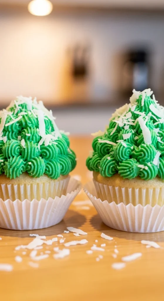Coconut Cupcakes with Green Tint