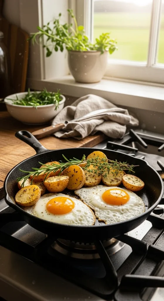 Eggs with Crispy Potato Slices