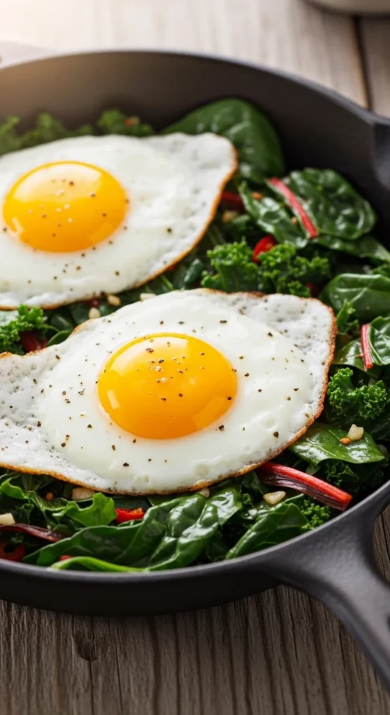 Eggs with Wilted Greens