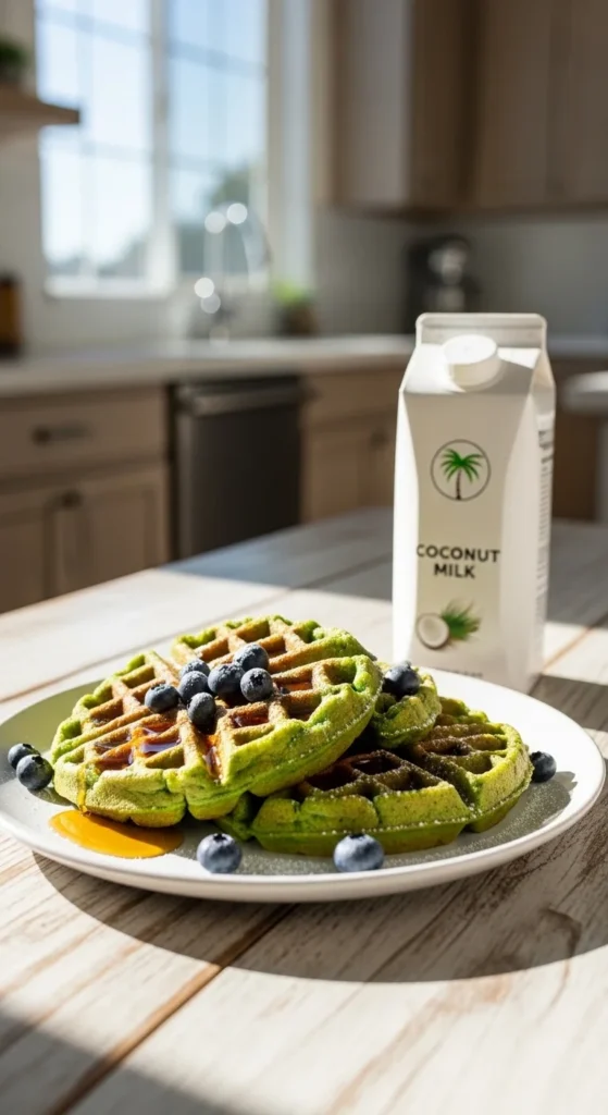 Green Coconut Milk Waffles