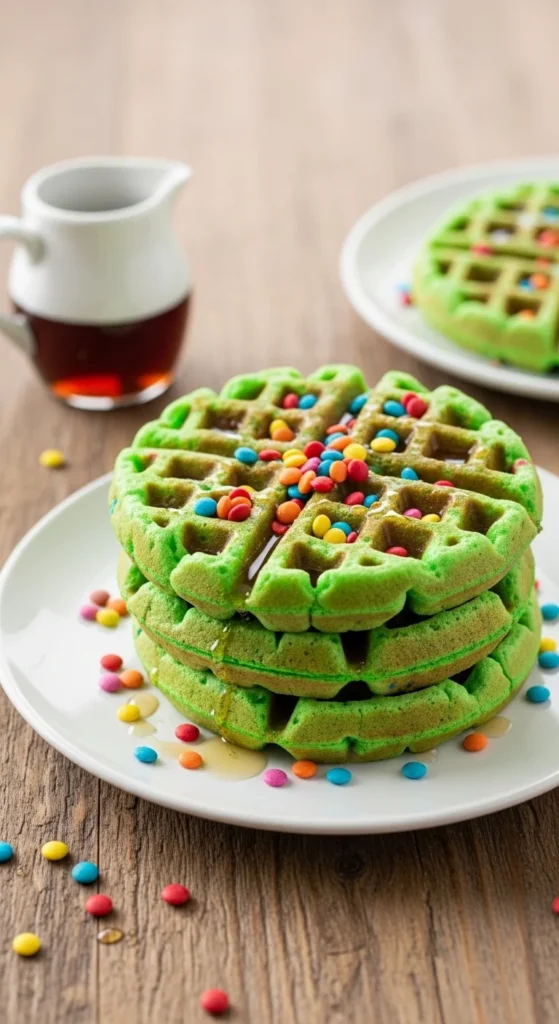 Green Funfetti Breakfast Waffles
