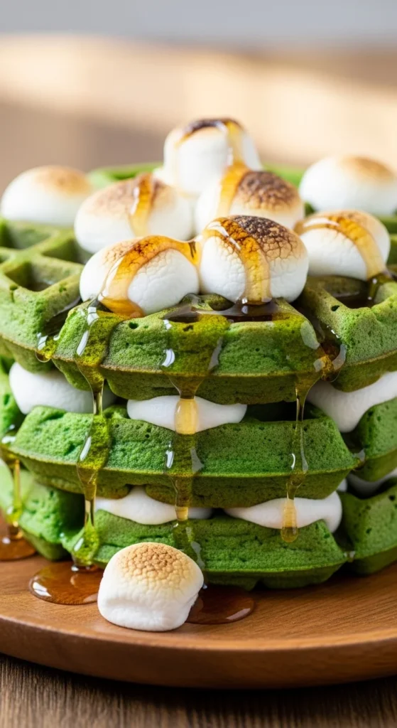 Green Marshmallow Melt Waffles