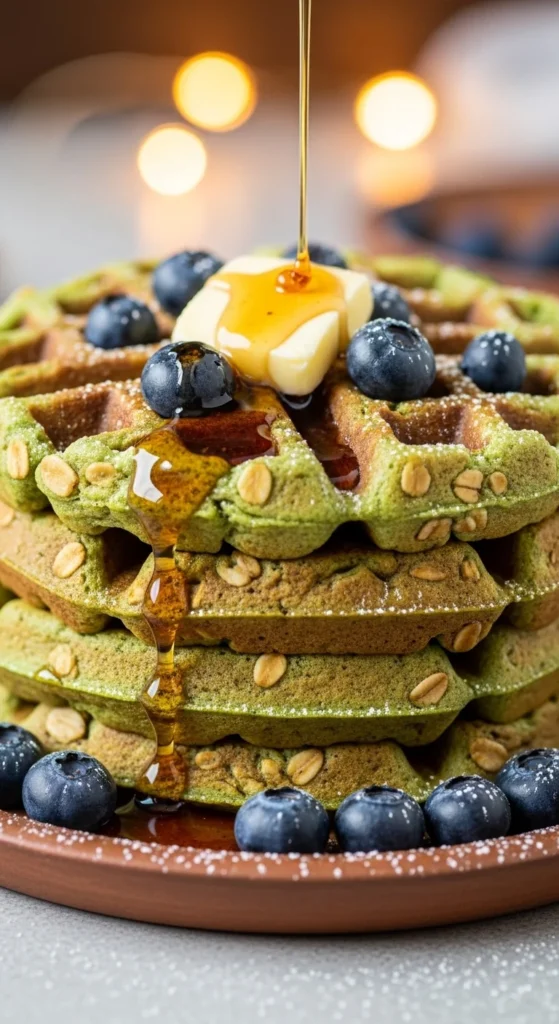 Green Oatmeal Waffles