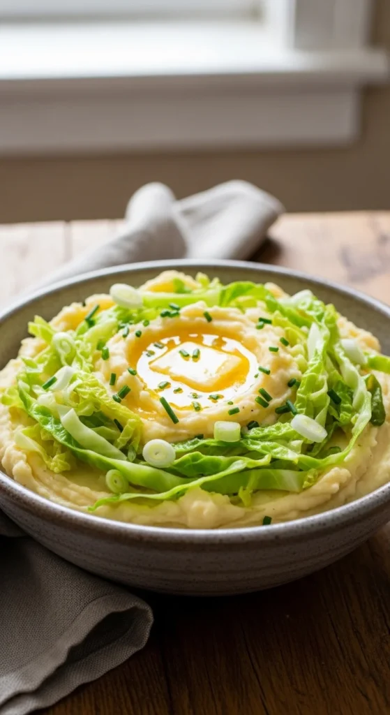 Irish Champ With Cabbage Ribbons