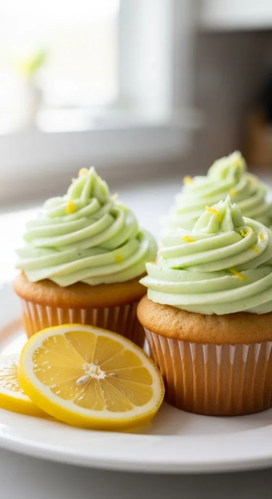 Lemon Cupcakes with Green Icing