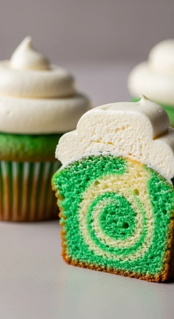 Marble Cupcakes with Green Swirls