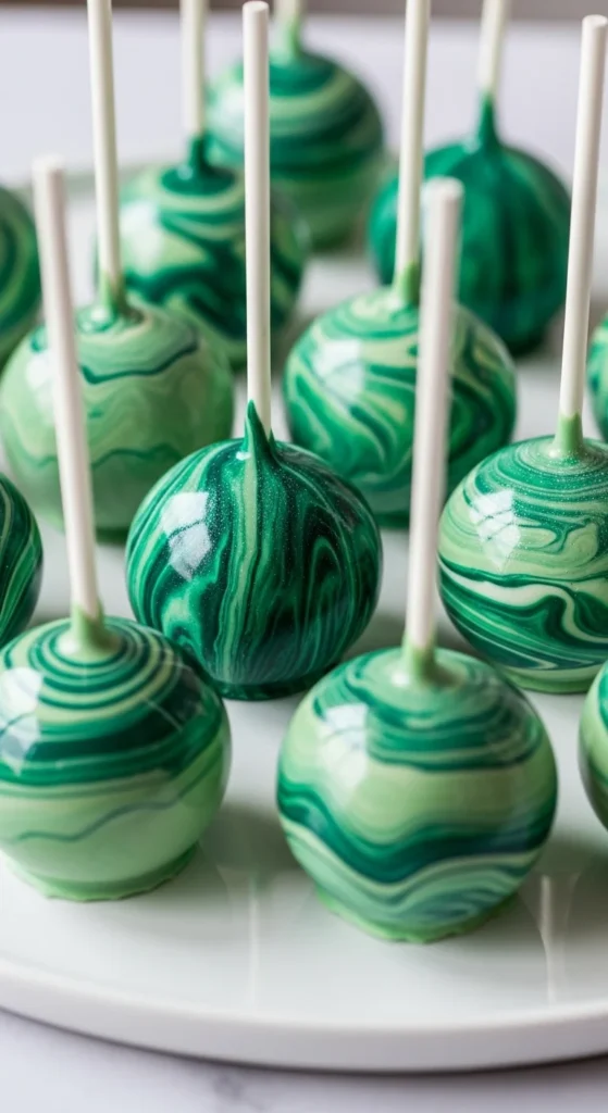 Marbled Green Cake Pops
