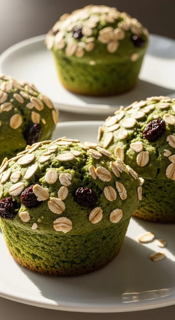 Oatmeal Raisin Green Muffins