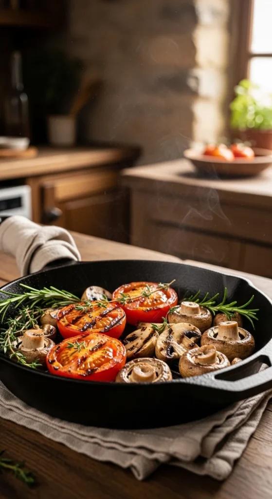Pan-Grilled Tomatoes and Mushrooms