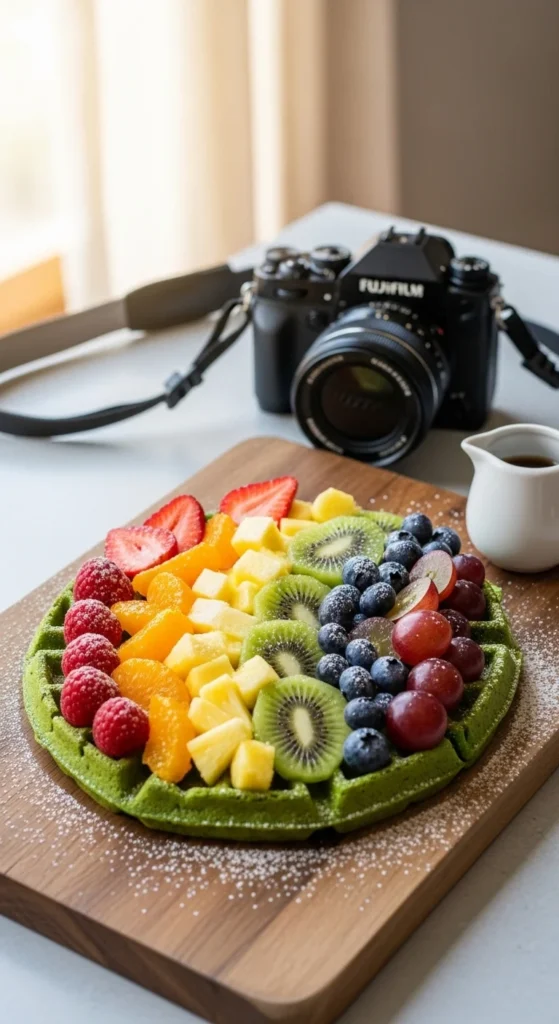 Rainbow Fruit Plate Waffles