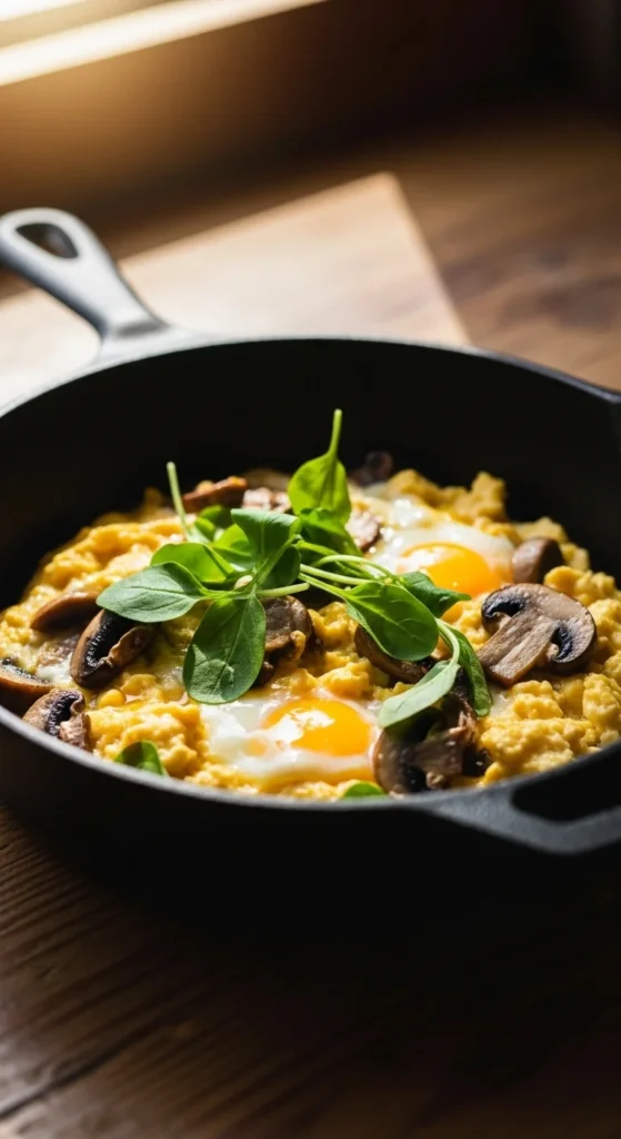 Soft Farmhouse Scrambled Eggs with Mushrooms