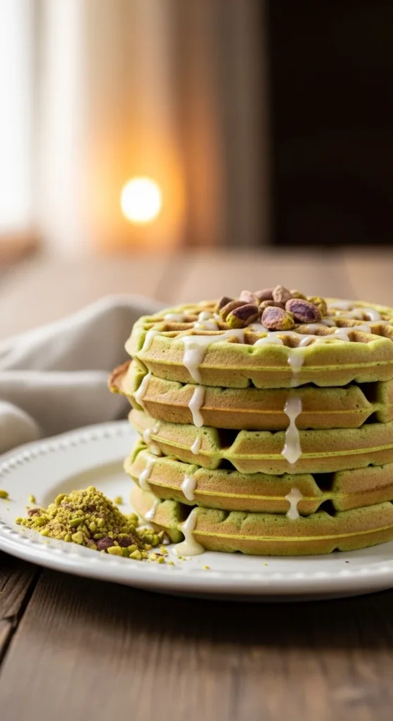 Soft Pistachio-Inspired Waffles