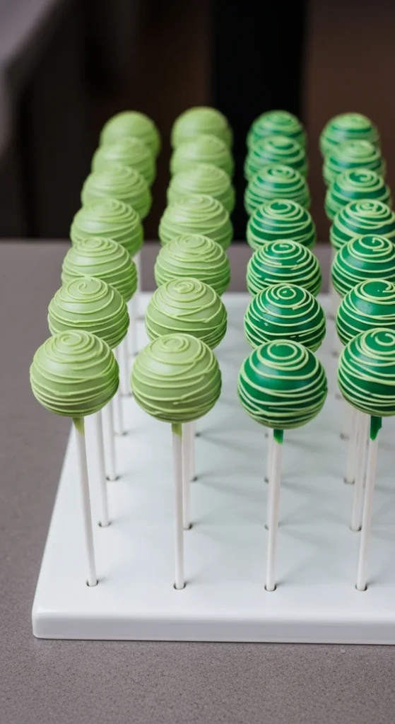 Two-Tone Green Cake Pops