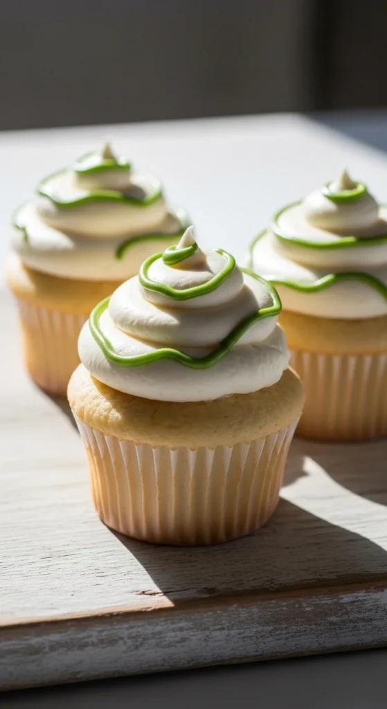 Vanilla Cupcakes with Green Drizzle