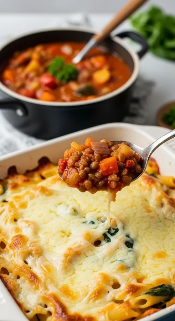 Baked Pasta with Cheese and Spinach