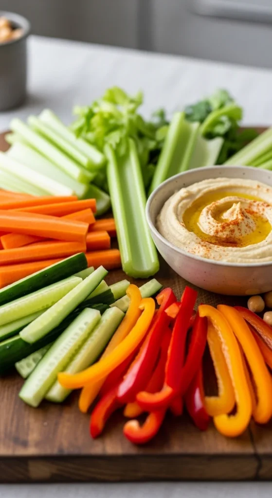 Cold Sliced Veggie and Hummus Platter