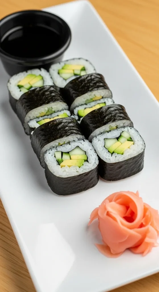 Cucumber and Avocado Sushi Rolls