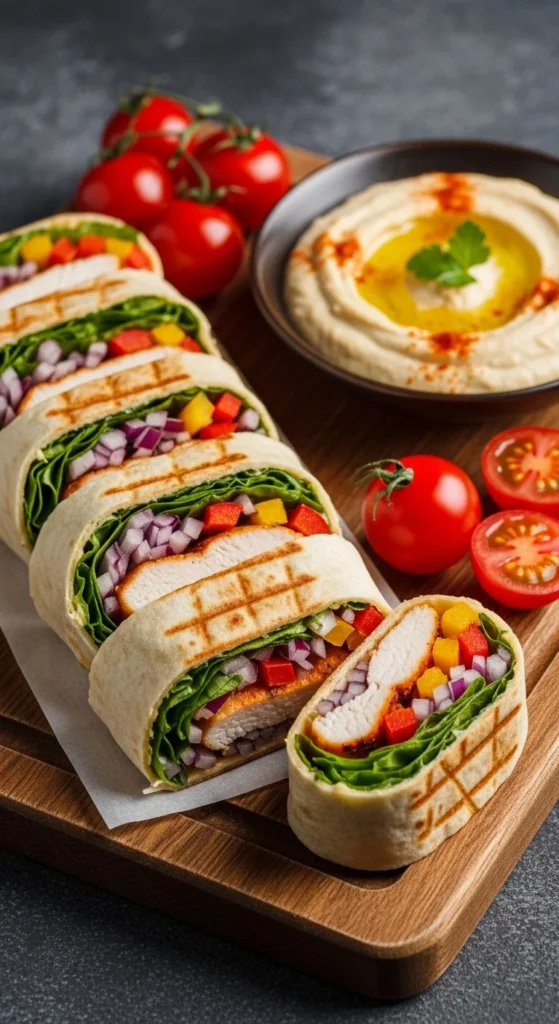 Grilled Chicken Wraps with Hummus