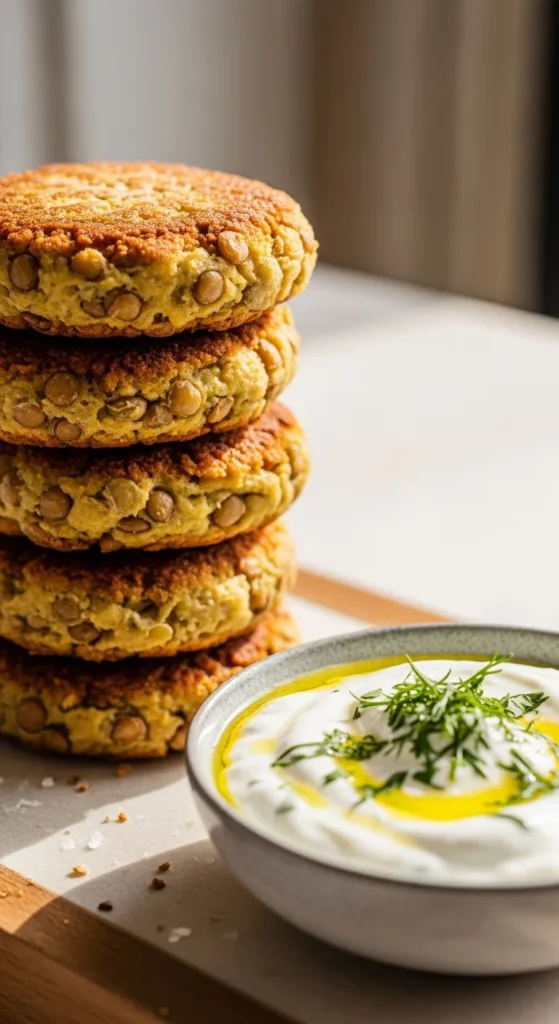  Lentil Patties with Yogurt Dip