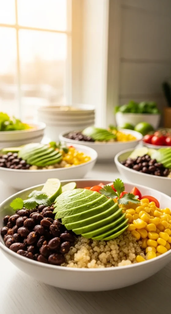 Quinoa Bowls with Black Beans and Avocado