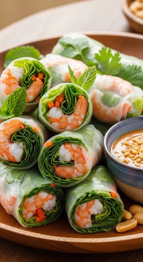 Rice Paper Rolls with Peanut Sauce