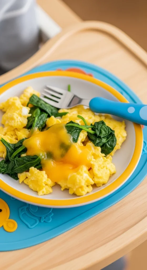 Scrambled Eggs with Spinach and Cheese