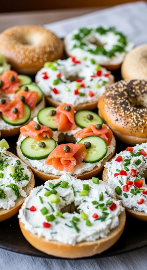 Sliced Bagels with Toppings