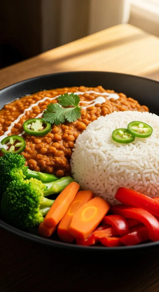 Lentil and Vegetable Curry with Rice