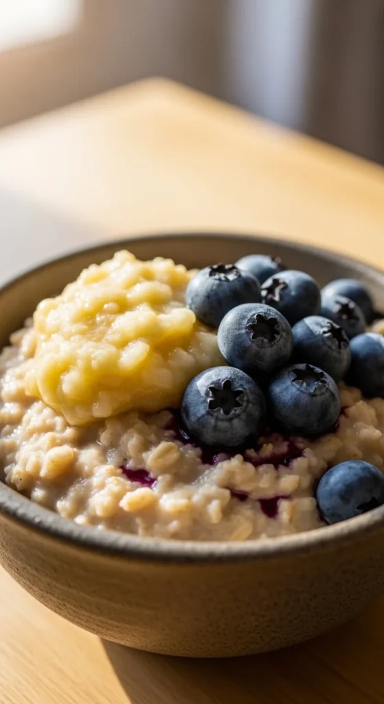 Oatmeal with Banana and Blueberries