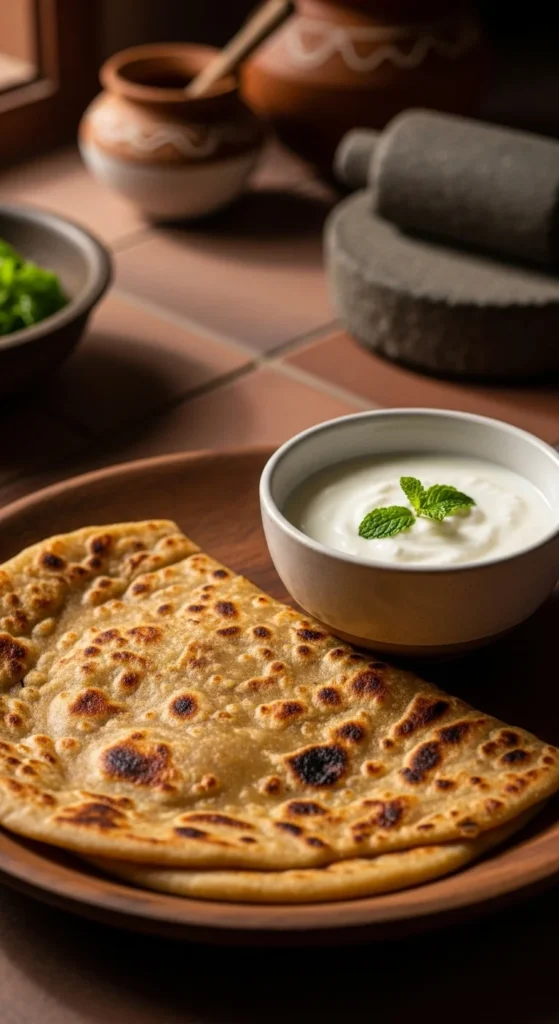 Plain Paratha with Yogurt